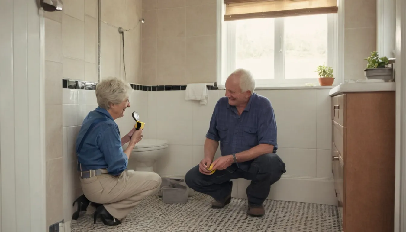 A provider reviewing bathroom measurements with a homeowner in the Ravenna area